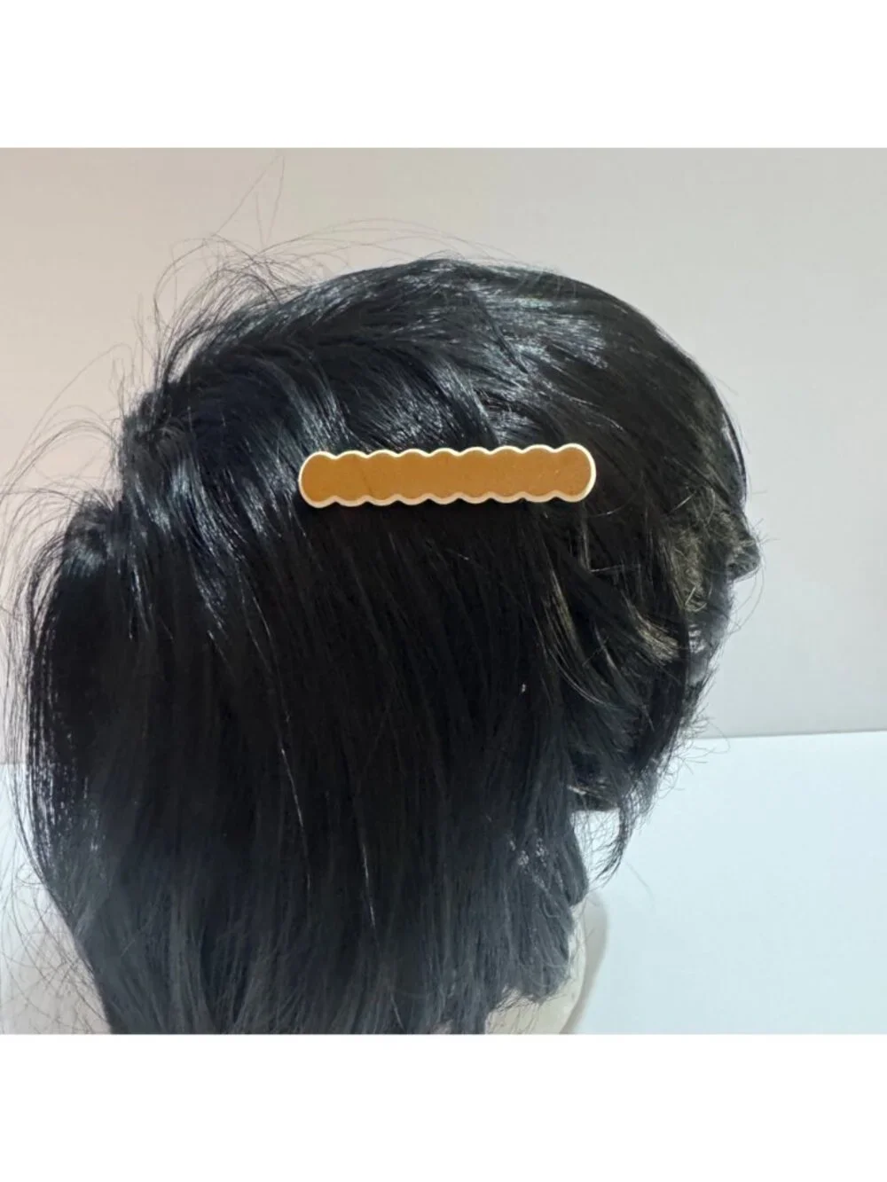 Brown Scalloped Gold Tone Alligator Hair Clip Metal Hair Accessory NEW